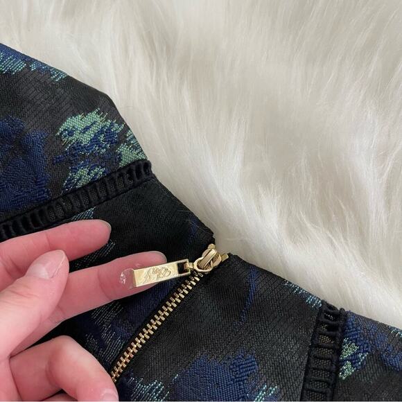 New Eliza J Leopard Print Black & Blue Metallic Fit & Flare Dress 2 - Picture 6 of 10